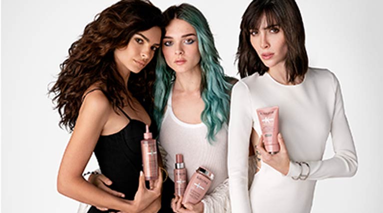 Kerastase Chroma Absolu Models With Colored Hair Products